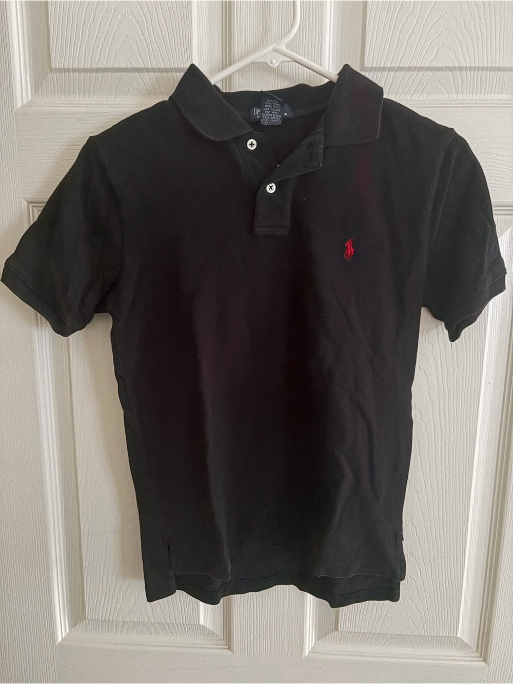 Kids Black Polo Shirt with Red Logo
